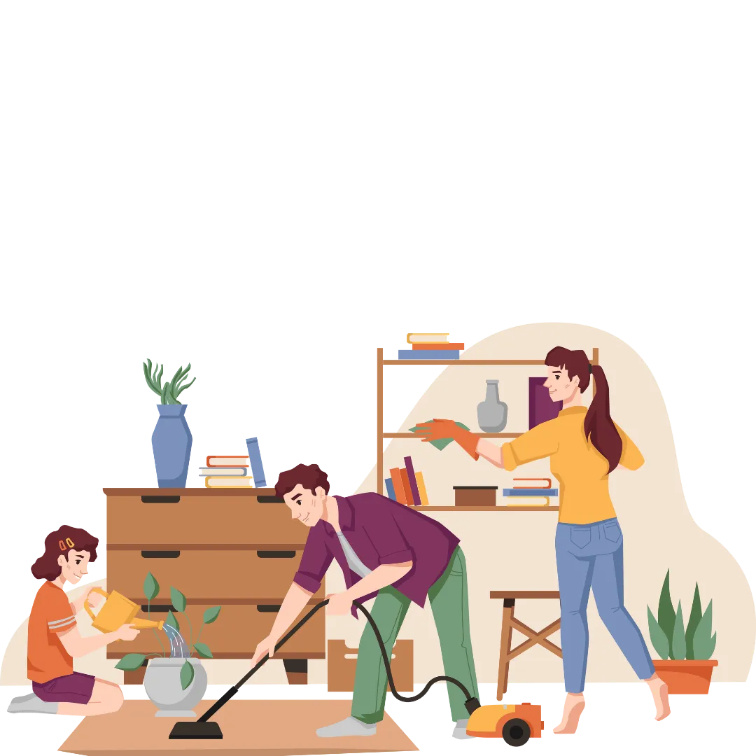 Individuals doing a move-in-out home cleaning service