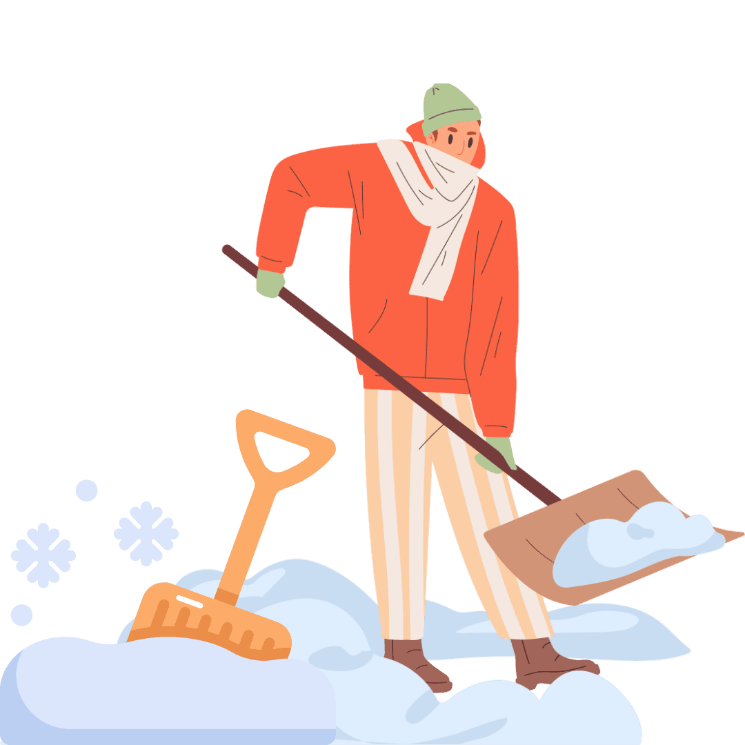 Man performing a snow removal service using shovel