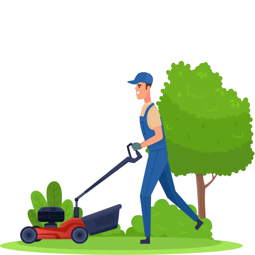 Man mowing the lawn for a lawn care service