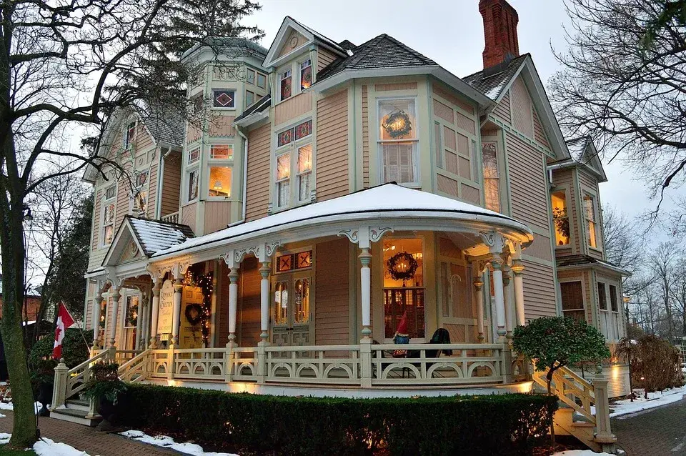 Victorian Home with Holiday Decorations