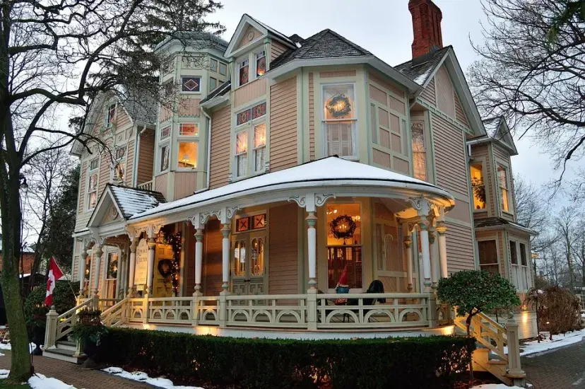 Victorian Home with Holiday Decorations