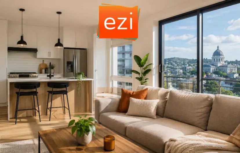 Modern deep cleaned kitchen and living room interior cleaning service in toronto