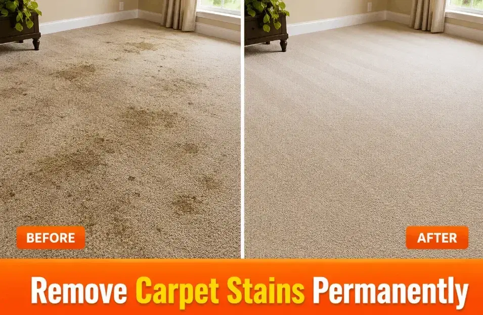 Carpet stain removal in Surrey — before and after professional treatment