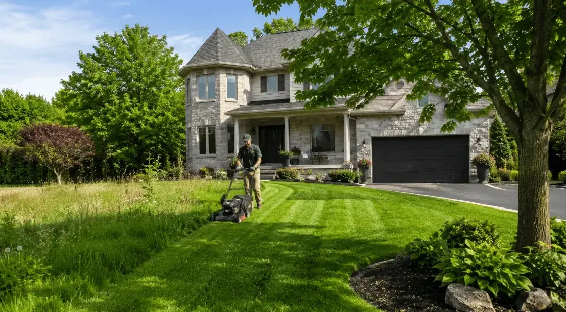 Well-maintained lawn in Gatineau after professional lawn care service