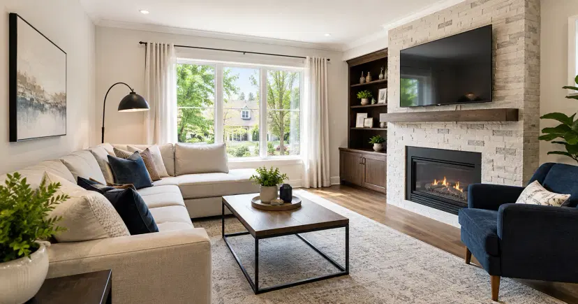 A bright, clean Ottawa-area living room with natural light coming through the window, showing fresh surfaces and a tidy space.