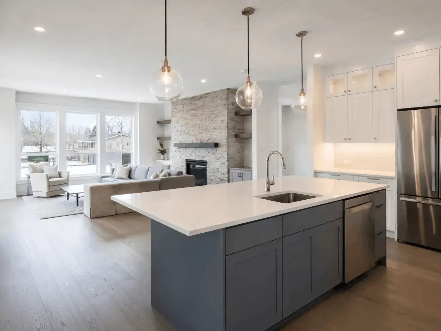 Modern open-plan kitchen and living area