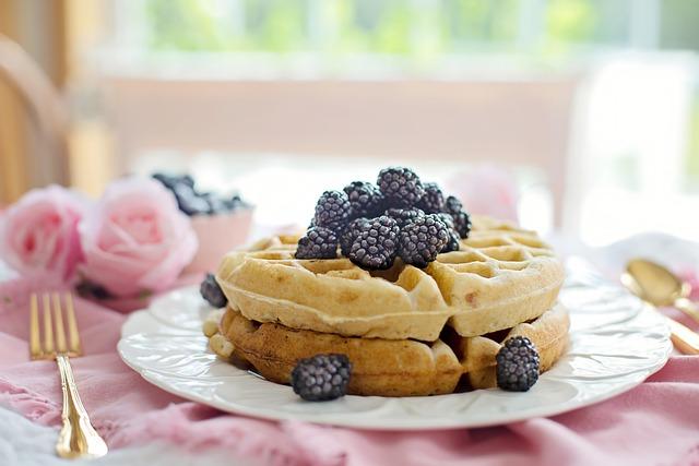 Fresh Belgian waffle with berries, featured image for the waffle maker cleaning guide