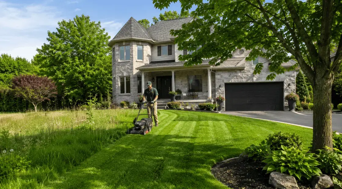Well-maintained lawn in Gatineau after professional lawn care service