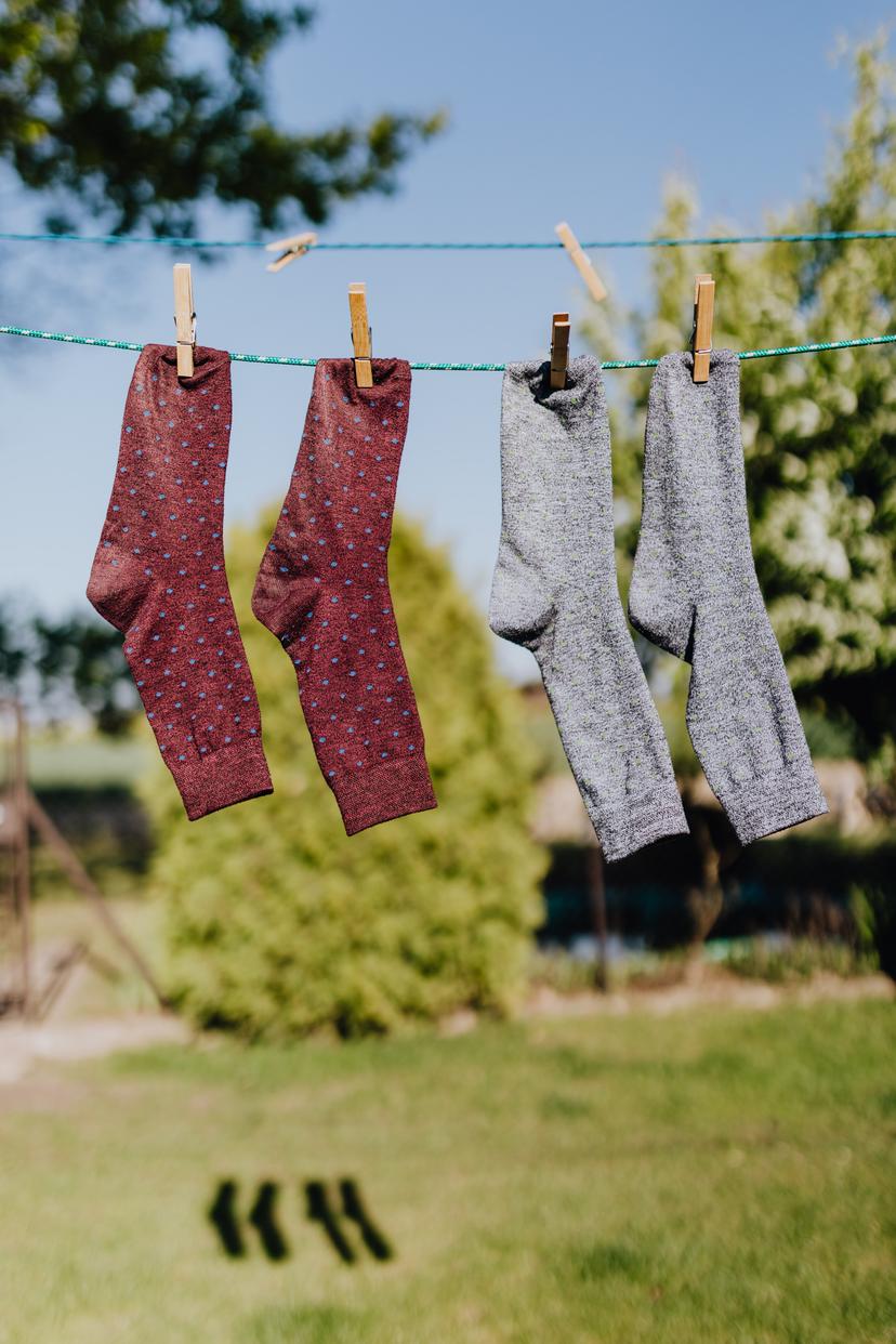 socks air dried in the sun for eco-friendly laundry