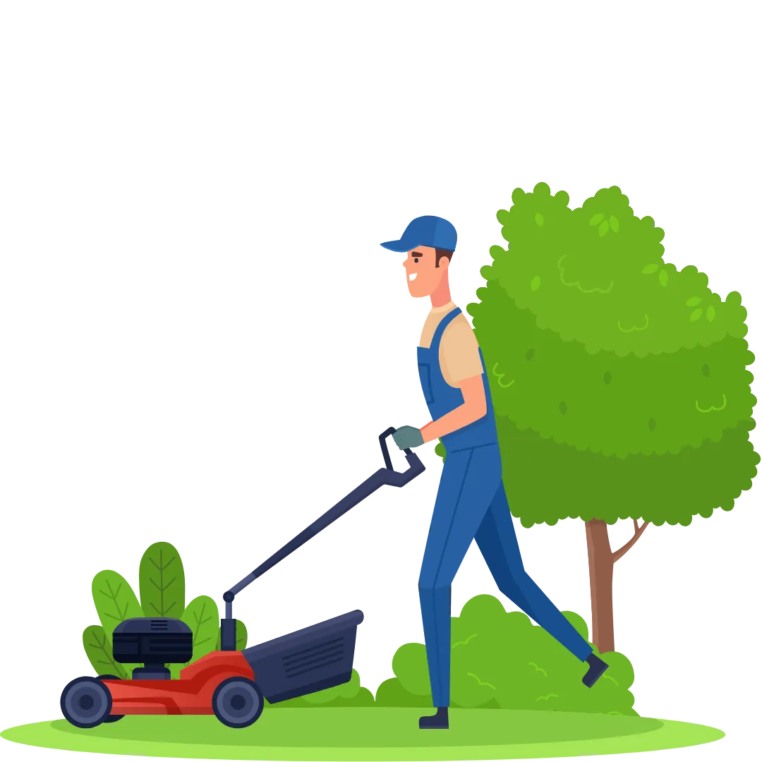 Man mowing the lawn for a lawn care service